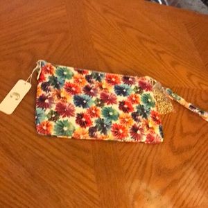 Multicolored floral clutch